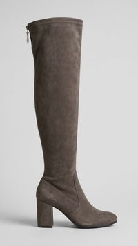 Primark Grey Suede-Effect Over-the-Knee Block Heel Boots
