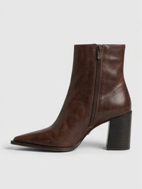 Mint Velvet Brown Pointed Block Heel Ankle Boots